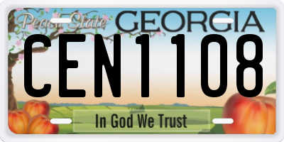 GA license plate CEN1108