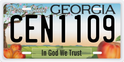 GA license plate CEN1109