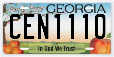 GA license plate CEN1110