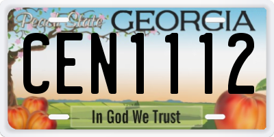 GA license plate CEN1112