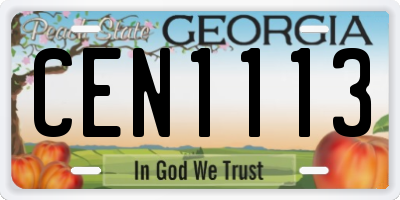 GA license plate CEN1113