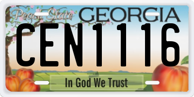 GA license plate CEN1116