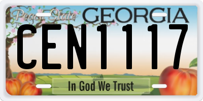 GA license plate CEN1117