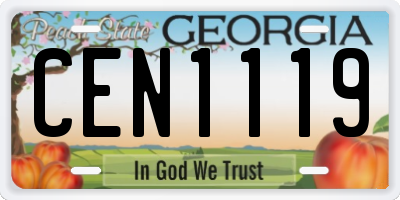 GA license plate CEN1119