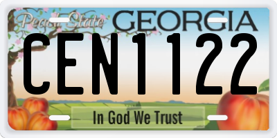 GA license plate CEN1122