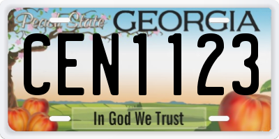 GA license plate CEN1123