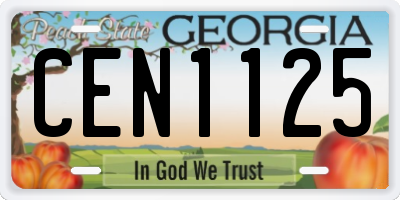 GA license plate CEN1125