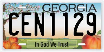 GA license plate CEN1129