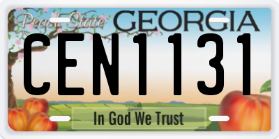 GA license plate CEN1131