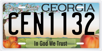 GA license plate CEN1132