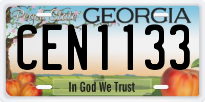 GA license plate CEN1133