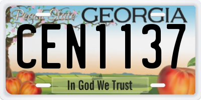 GA license plate CEN1137