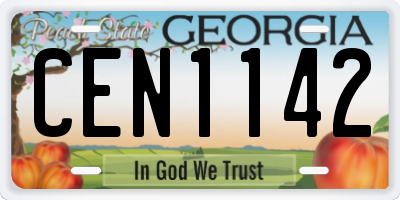 GA license plate CEN1142