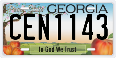 GA license plate CEN1143