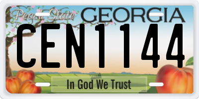 GA license plate CEN1144