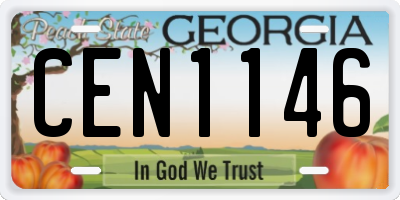 GA license plate CEN1146