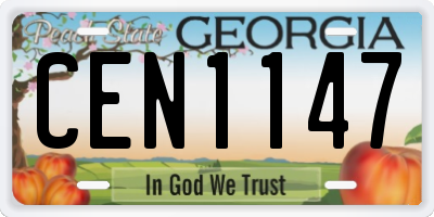 GA license plate CEN1147