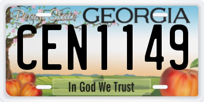 GA license plate CEN1149