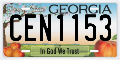 GA license plate CEN1153