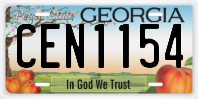 GA license plate CEN1154