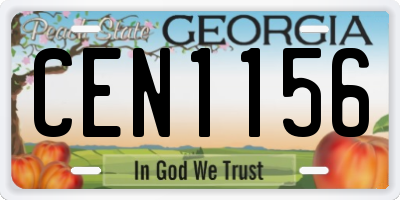 GA license plate CEN1156