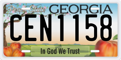 GA license plate CEN1158