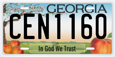 GA license plate CEN1160