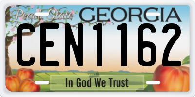GA license plate CEN1162