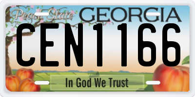 GA license plate CEN1166