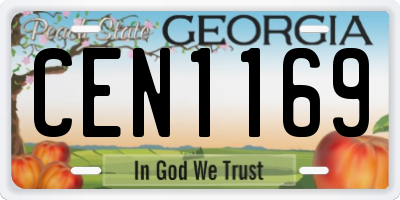 GA license plate CEN1169