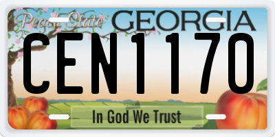 GA license plate CEN1170
