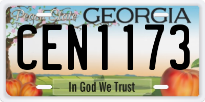 GA license plate CEN1173