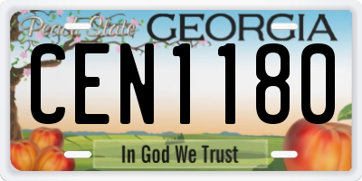 GA license plate CEN1180