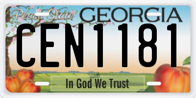 GA license plate CEN1181