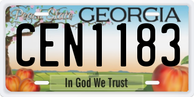 GA license plate CEN1183