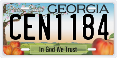 GA license plate CEN1184