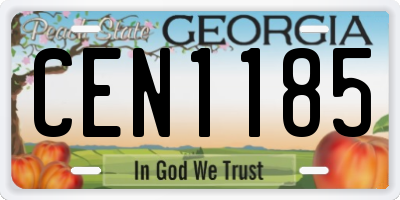 GA license plate CEN1185
