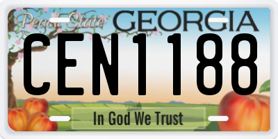 GA license plate CEN1188