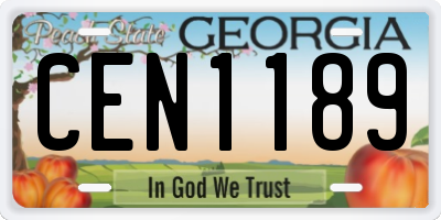 GA license plate CEN1189