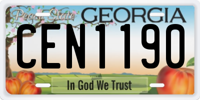 GA license plate CEN1190