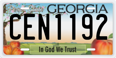 GA license plate CEN1192
