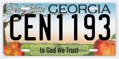 GA license plate CEN1193
