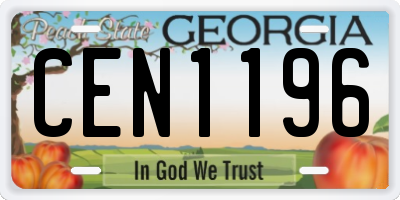 GA license plate CEN1196
