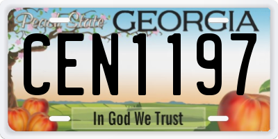 GA license plate CEN1197