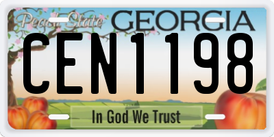 GA license plate CEN1198