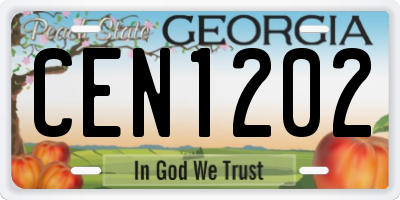 GA license plate CEN1202