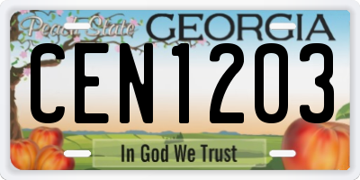 GA license plate CEN1203