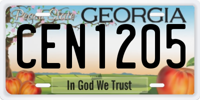 GA license plate CEN1205