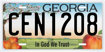 GA license plate CEN1208