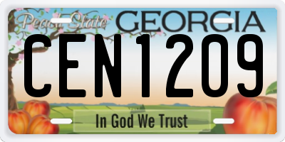 GA license plate CEN1209